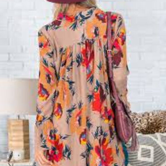 Umgee babydoll Boho Floral Style Tunic Mini Dress size M - Picture 10 of 10